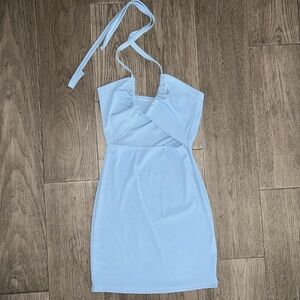 Baby Blue Summer Halter Dress